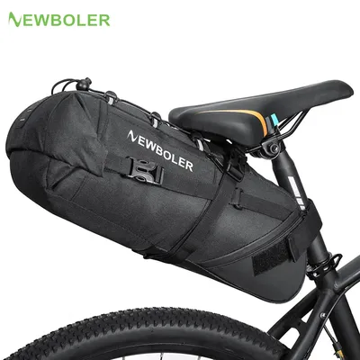 NEWBOLER Bike Saddle Bag Waterproof MTB Road Bicycle 10L Large Capacity Cycling Bag Foldabe Tail