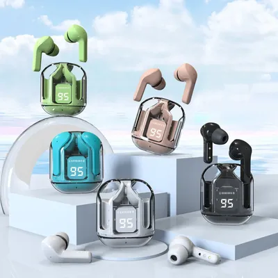 Original T2 Wireless Bluetooth Earphone, Transparent HIFI Headphones,LED Power Digital