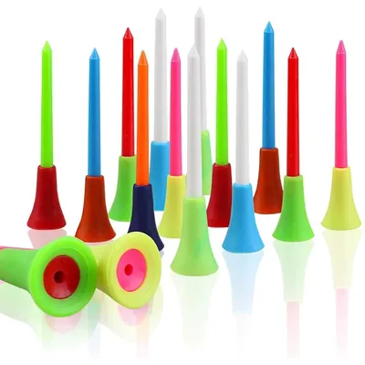 100pcs Golf Tees Mix Colors 83mm Plastic Durable Rubber Cushion Top Golf Ball Holder Golf