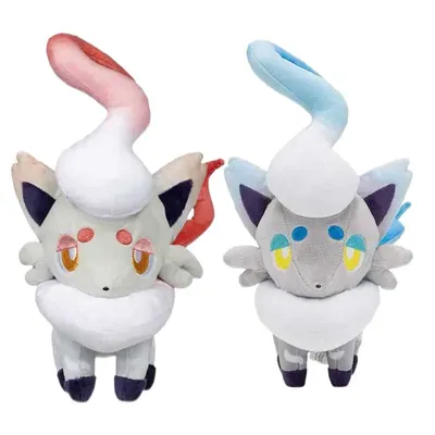 New Hisui Zorua Plush Toy Shiny Pokemon Stuffed Doll Fox Image Kawaii Red Blue Animal Christmas