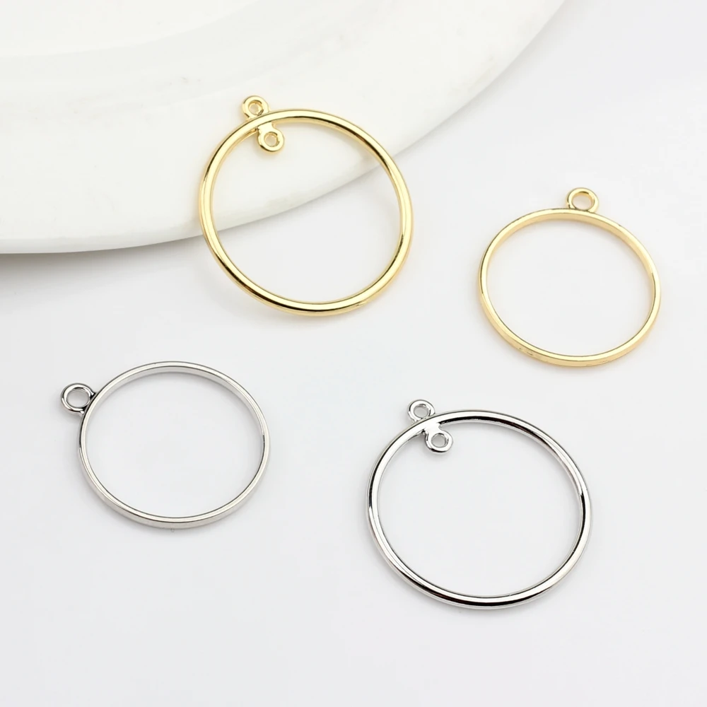 Zinc Alloy Round Circle Charms Bezel Metal Frame Pendant Setting Cabochon Setting 10pcs/lot Diy Earrings Accessories