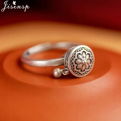 Jisensp Vintage Mandala Flower Fidget Rings for Women Girls Stackable Spinner Ring Anti Stress Anxiety Rings Adjustable Jewelry