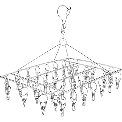 Sock Drying Rack with 36 Pegs Stainless Steel Sock Hanging Rack Swivel Wind-proof Laundry Drip