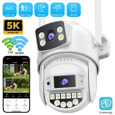 8MP 4K PTZ Wifi Camera Dual Lens with Dual Screen HD 10MP 5K Ai Human Detect Auto Tracking Wireless
