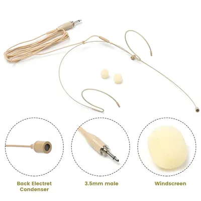 Beige Microphone Double Earhook Headset Mic Headworn Microphone For For Shure Wireless High Quality