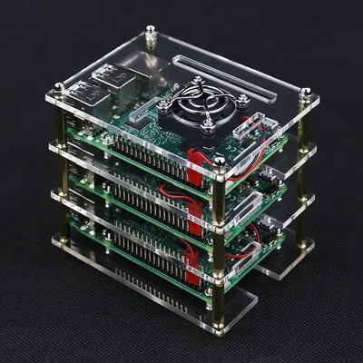 3 Layer Raspberry Pi Acrylic Case Clear Box Cover + Cooling Fans for Raspberry Pi 4B 3B+ 3B DIY