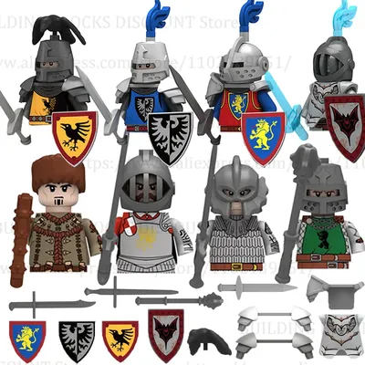 MOC Medieval Castle Raven Black Hawk Knight Figures Building Blocks Infantry War Weapon Soldier
