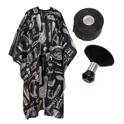 2/3pcs set Barber wrap set Waterproof Hair Cutting Cape with Neck Duster Professional Barber Salon Hairdressing Gown Brush Set
