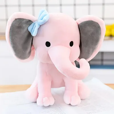 Comfort Sleeping Elephant Doll Pink Grey Elephant Plush Toy for Children, Birthday Gifts, Holiday