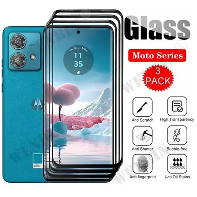 3 Pcs Tempered Glass For Motorola Moto Edge 60 50 40 Neo G Stylus Play 2024 G24 G34 G04 Curved Full