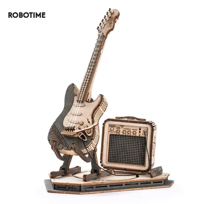 Robotime Rokr Electric Guitar Model Gift for Kids Adult Assembly Creative Toys Building Block Set 3D