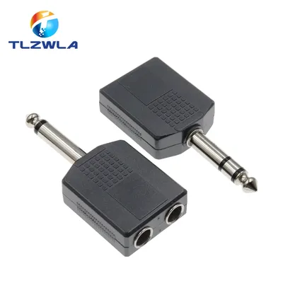 2PCS 1/4" Mono / Stereo Audio Jack Plug Adapter Male to Female 6.35MM 6.5MM Dual Jack Headphone