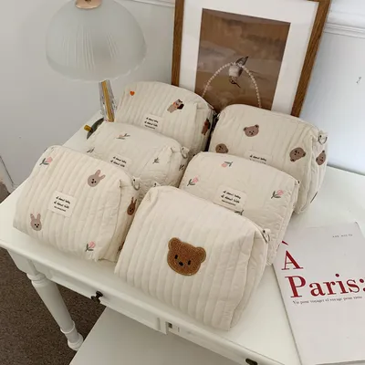 Ins Cotton Diaper Bag for Stroller Hanging Bag Baby Items Nappy Caddy Organizer Mommy Bag Zipper