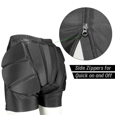 AVIVOR Figure Skating Protective Shorts with Side Zipper and 3D Padding for Kid Youth Adult, Suitable for Skiing Skateboarding