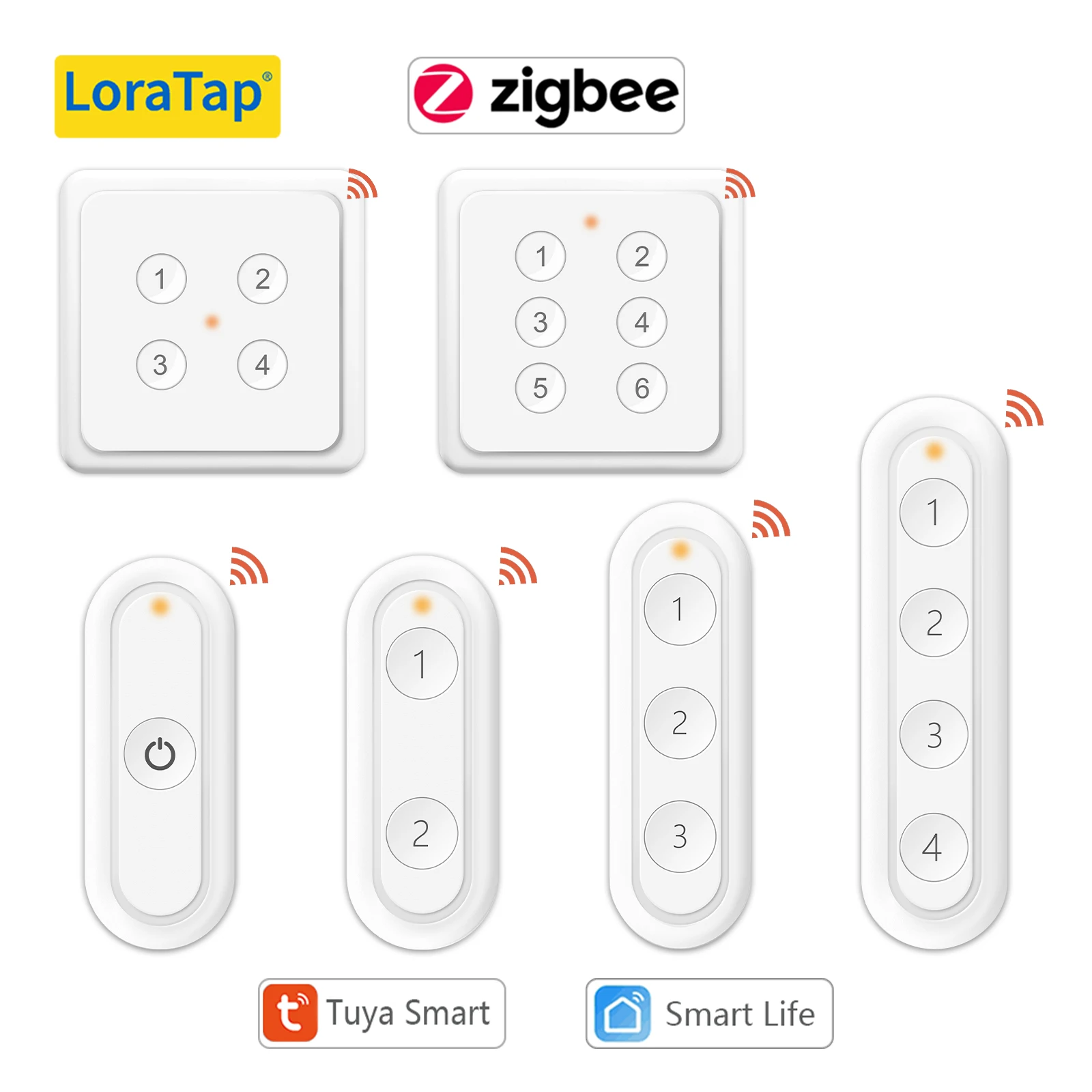 LoraTap ZigBee 3.0 Wireless 6 Push Button Remote Tuya Scene Automation Control Switch Smart Life App