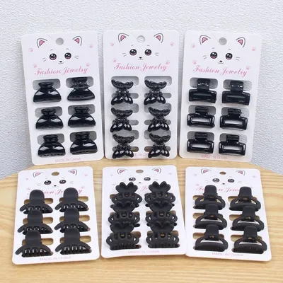 6pcs/set Mini Small Size Grab Clip Women Girl Simple Broken Hair Artifact Forehead Braided Hair Clip Black Girls Bangs Side Clip