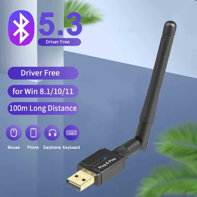 USB Bluetooth 5.3 Adapter for PC Speaker Mouse Music Audio Receiver Transmitter Bluetooth Dongle for