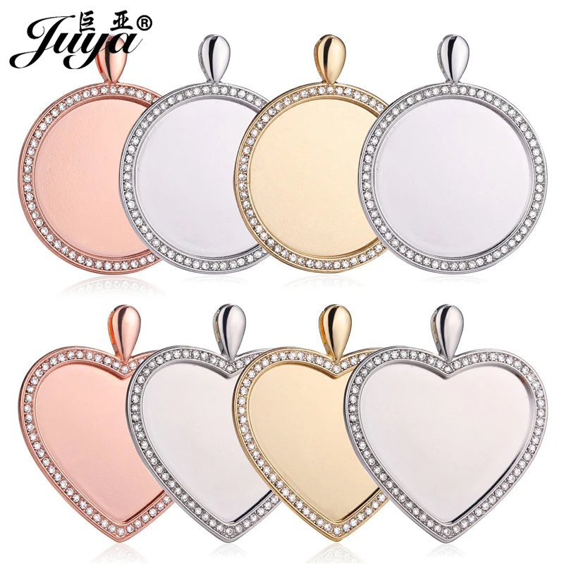 3PCS Zircon Cabochon Pendant Base 30mm High Quality Copper Material Blank Tray Charm For DIY Jewelry Making Necklace Accessories