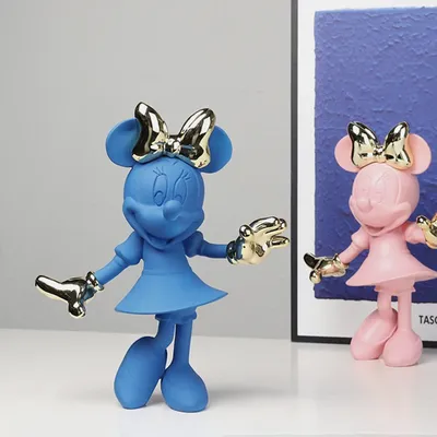 Fashion Welcome Minnie Mouse Action Figure Mickey Statue Collection Advanced Room Decoration Simple