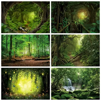 Tropical Forest Jungle Backdrop Rainforest Green Leaves Natural Adventure Camping Birthday Photography Background Photo Studio
