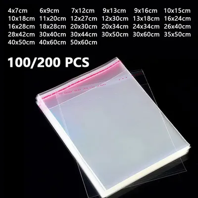 Cellophane Self-adhesive Bag Plastic Opp Transparent Sealed Jewelry Gift Food Candy Chothes Cake