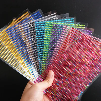 3/4/5/6mm Self Adhesive Colorful Crystal Rhinestone Stickers for DIY Embellishment Car Decal Nail Art Clothing Accessories