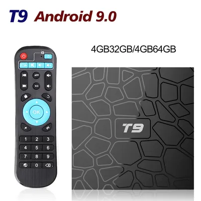 Smart T9 Android 9.0 TV BOX RK3318 Quad Core 4GB RAM 64GB ROM 2.4G/5G Dual WIFI USB 3.0 4K Bluetooth