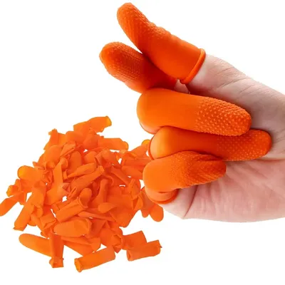 100PCS Fingertips Protector Gloves Reusable Natural Rubber Finger Cover Gloves Non-slip Latex Finger Cots Nail Art Tool