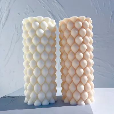 Twirl Raindrop Pillar Candle Mold Aesthetic Swirl Home Decor Molds Geometric Curved Pillar Silicone