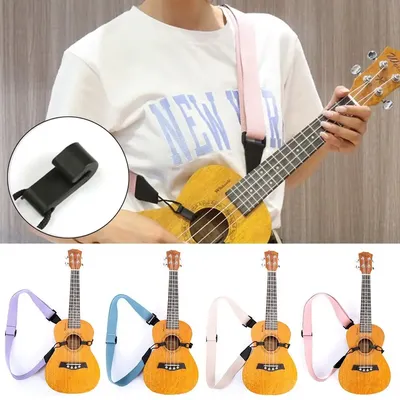 Adjustable Ukulele Guitar Strap Soft Polyester Shoulder Belt with Plastic Buckle Hanging Rope for