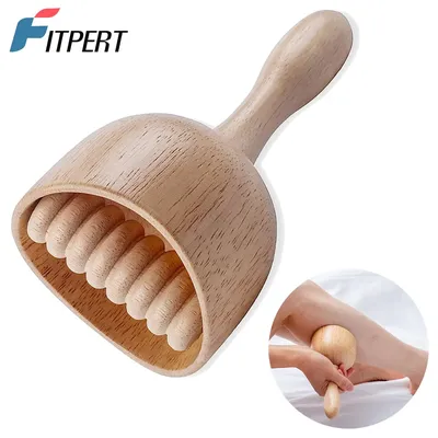 1PCS Wood Therapy Swedish Massage Cup with Roller, Handheld Wooden Massage Cup, Wood Cupping Therapy