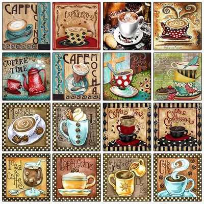 5D Diamond Painting Coffee Cup Creative Picture Kitchen DIY Decoration Full Diamond Embroidery Cross