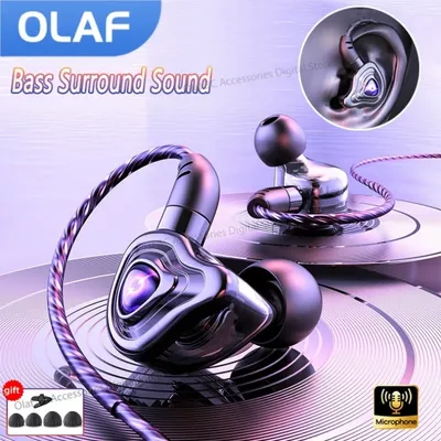 OLAF DAC Type C/3.5mm Headphones Wired Earbuds Handsfree Headset Gamer HiFi 9D Bass Stereo In-Ear