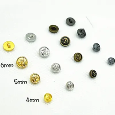 30Pcs Mini Buttons 4/5/6mm Metal Doll Clothes Round Buckles Button for Small Handmade Garment Sewing