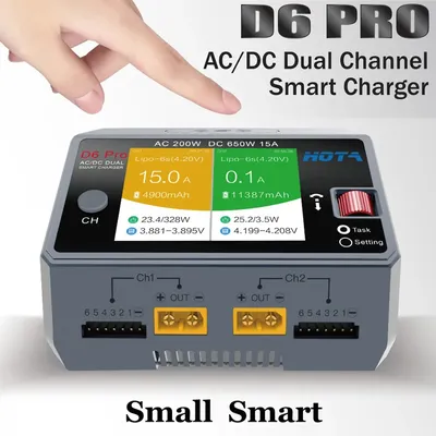 HOTA D6 Pro AC 200W DC 650W 15A D6 DC 2X325W 2X15A Charger With Wireless Charging for 1-6S Lipo