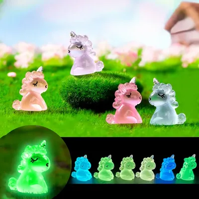50-100PCS Miniature Unicorns Home Decor DIY Accessories Luminous Unicorns Glow At Night Doll House