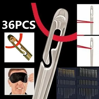 12/24/36Pcs Blind Needle Elderly Needle-side Hole Hand Household Sewing Stainless Steel Sewing