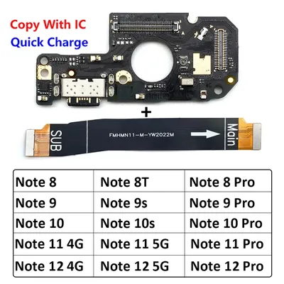 New For Xiaomi Redmi Note 7 8 8T 9 9s 10 10s 11 12 Pro Plus 4G 5G USB Charging Port Dock Charger Connector Board Main Flex Cable