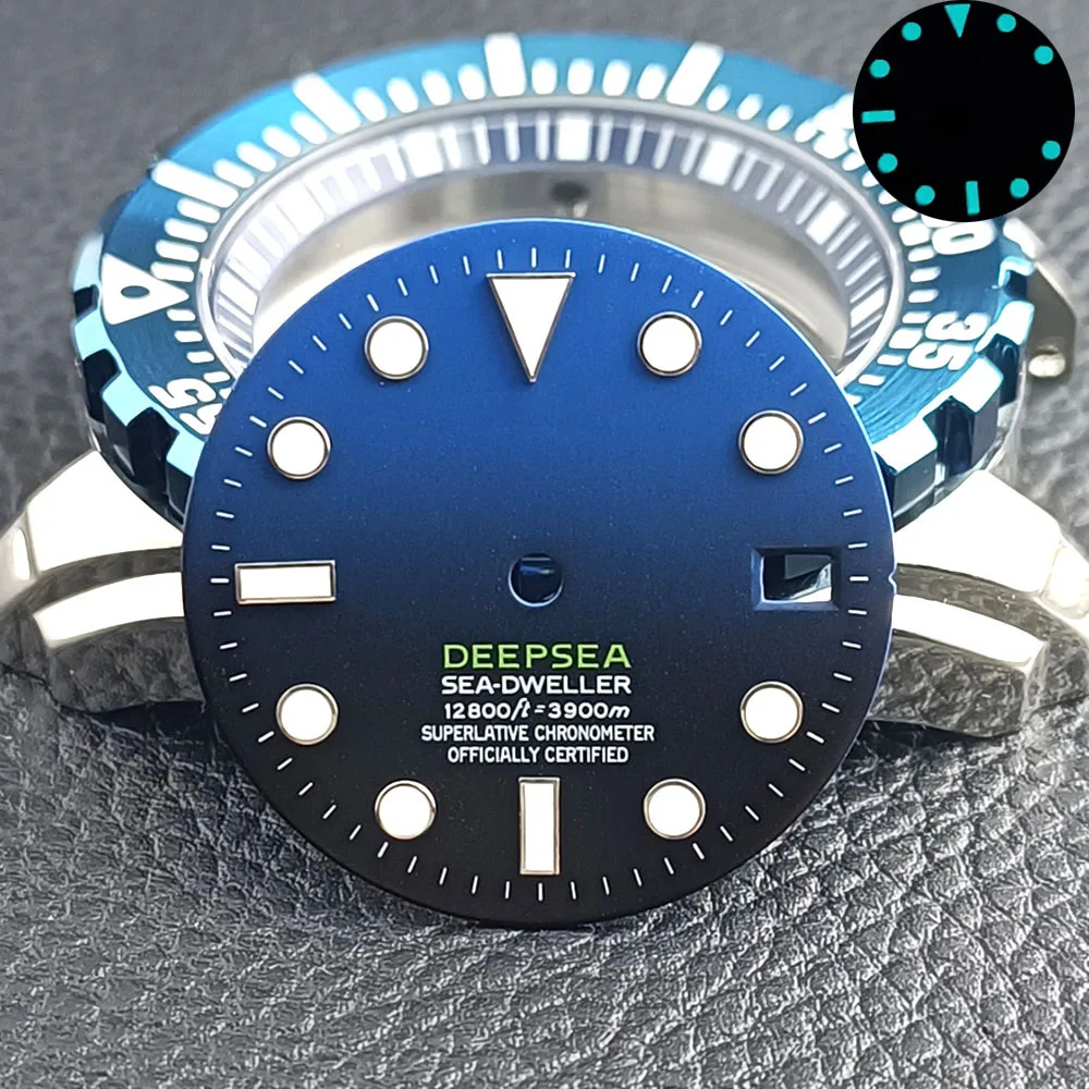 28.5MM Diameter Single Calendar Watch Dial blue Luminous Dial for NH35/NH36 Watch Movement Accessories Parts