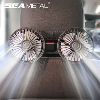 SEAMETAL 3-speed Car Seat Back Cooling Fan USB Charge Dual Head Fan 360 Degree Rotation Neck Cooler