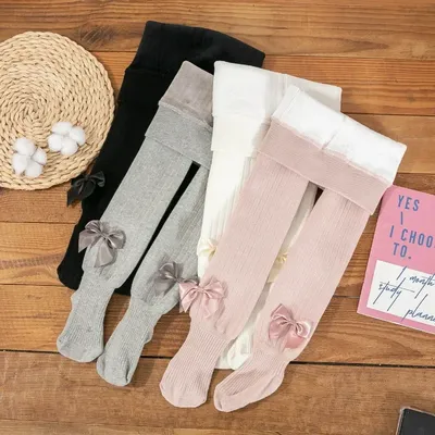 Winter Children's Plush Thickened Pantyhose Baby Bow Cashmere Tights Warm Pantyhose for Kids Girls