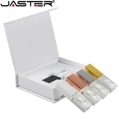 JASTER Rose Gold Crystal Pen Drive2.0 128GB 64GB Gold Crystal 32GB 16GB USB Stick Free Custom Logo