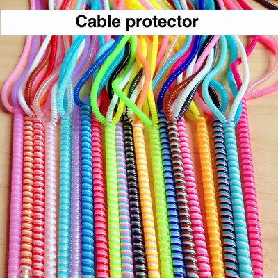 60cm Colors Data Cable Protective Sleeve Spring twine For Iphone Android USB Charging Earphone Case
