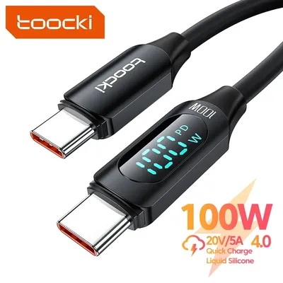 Toocki 100W USB C To Type C Display Cable For Samsung Xiaomi Realme Type C To Type C PD Fast