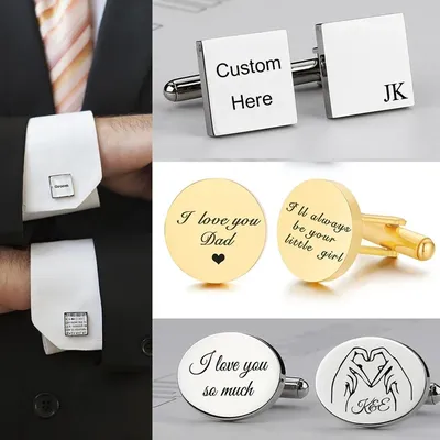 Hot Customized Stainless Steel Cufflinks For Men Gift Personalized Best Man Shirt Button Cuff Links