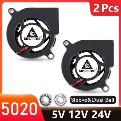 2Pcs/Lot Gdstime 5020 Blower DC 5V 12V 24V Centrifugal Turbine Fan 50mm x 20mm 5cm 2Pin Cooling