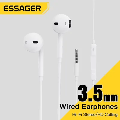 Essager 3.5mm Wired Headphones In Ear Headset Wired Earphones with Microphone Stereo Earbuds Sports