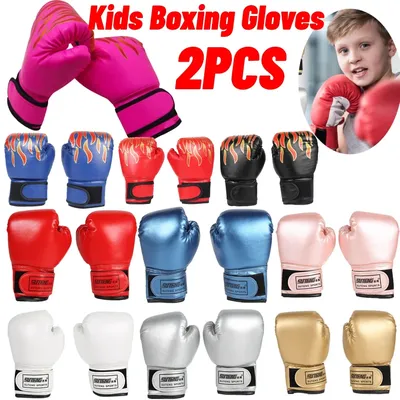 2pcs Kids Boxing Gloves PU Leather MMA Fighting Gloves Punching Bag Kickboxing Thai Gloves