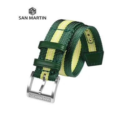 San Martin High Quality Colorful Nylon Strap Spliced Leather Material 20mm Universal Type Watch Band