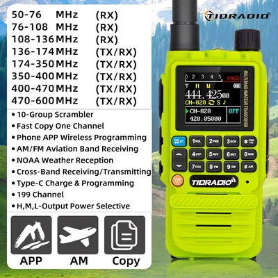 TIDRADIO H3 Long Range Walkie Talkie Profesional Air Band Tow Way Radio Phone APP Wireless